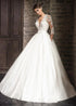 Elegant Lace Wedding Dresses Half Sleeves V-Neck Bride Dress with Pockets